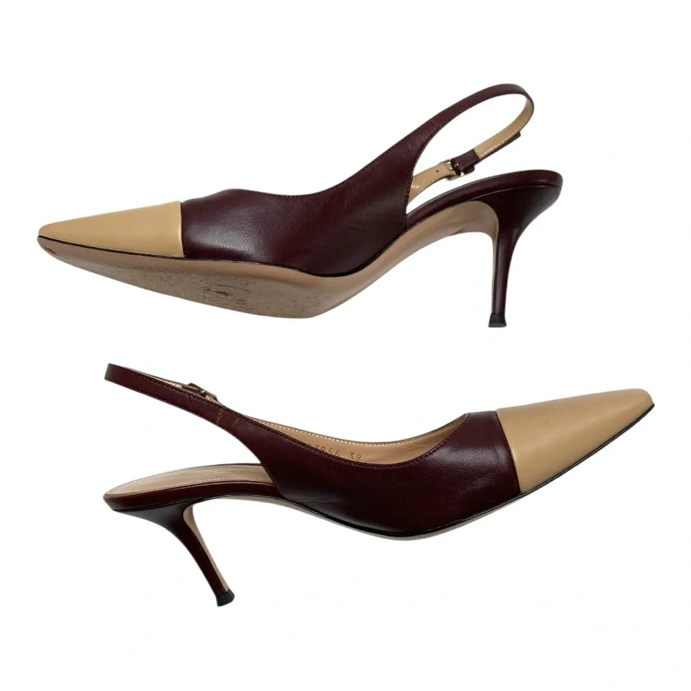 Gianvito Rossi Leather Cap Toe Slingback Size 39